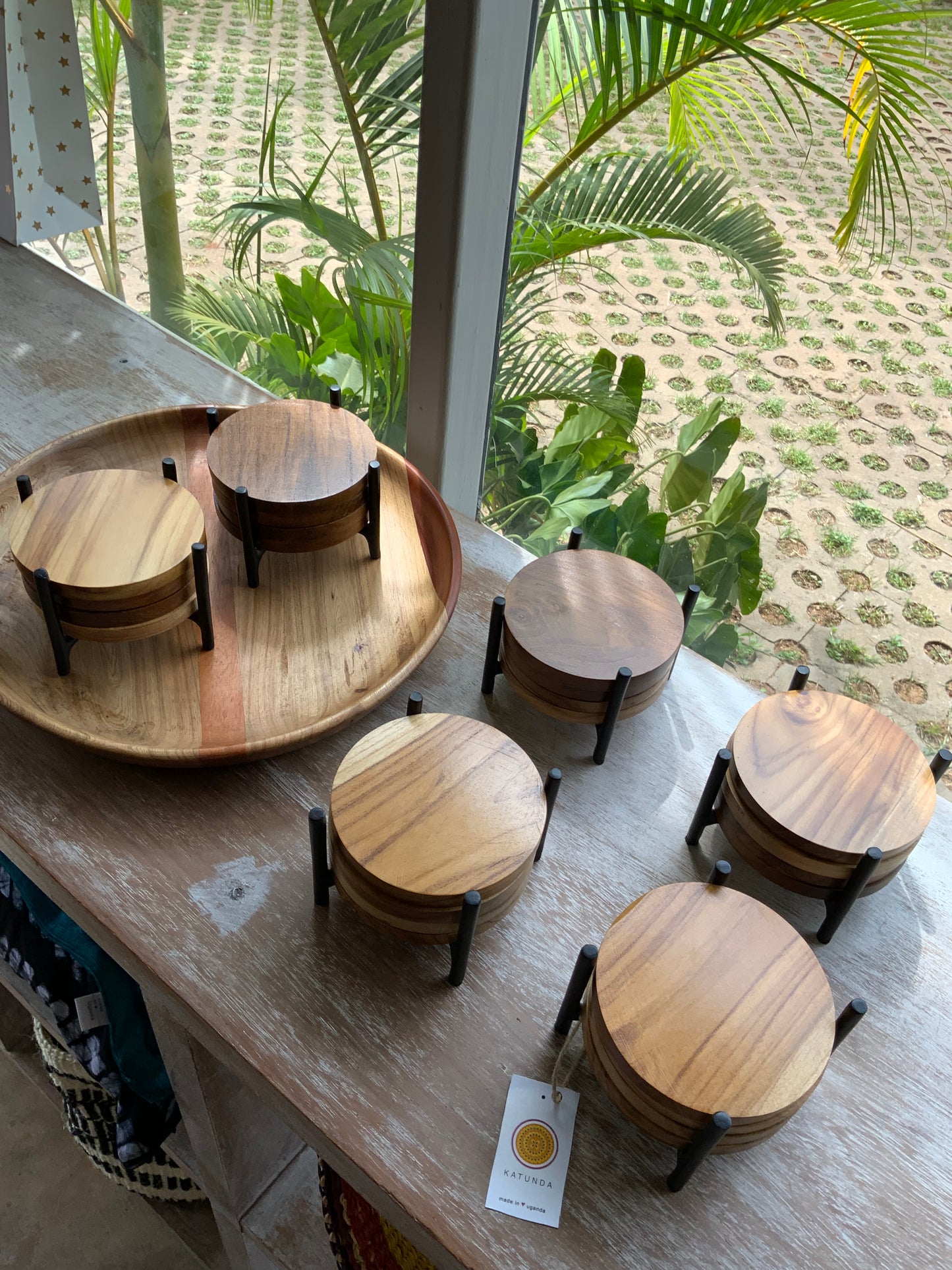 S.teak wood coaster sets