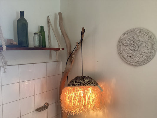 Raffia fringe lampshade