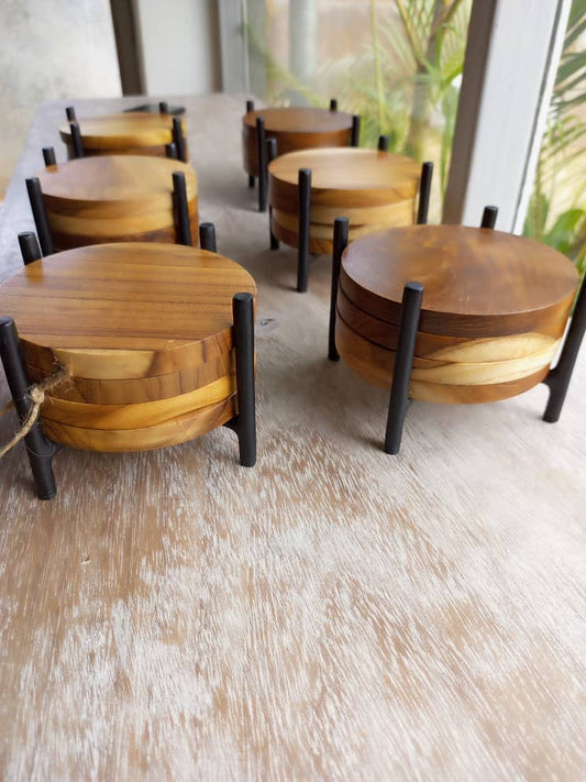S.teak wood coaster sets