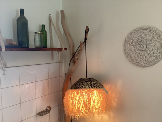 Raffia fringe lampshade