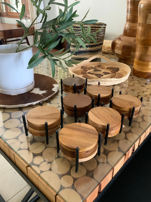 S.teak wood coaster sets